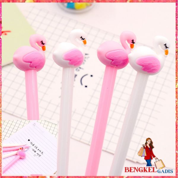 

BG Pena Karakter Flaminggo Pulpen Gel Karakter Burung Bangau Lucu Alat Tulis Sekolah Kantor ATK Pena 3D Pulpen