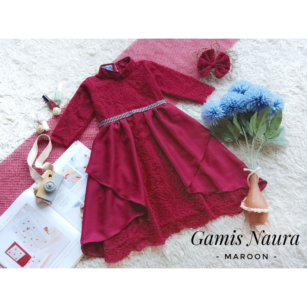 Gamis Naura / Gamis Brokat Anak dan Dewasa / Gamis Anak / Gamis Kekinian  / Gamis Lebaran / Gamis Br