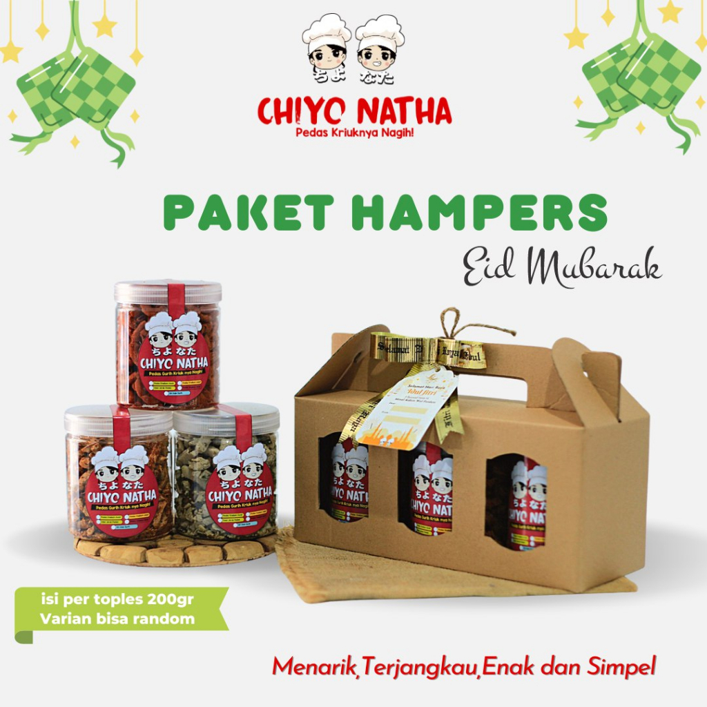 

PAKET HAMPERS CHIYO NATHA [ ISI 3 TOPLES] Cemilan Pedas Kriuk