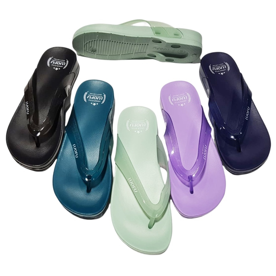 Luofu Sandal Jepit Jelly Karet Wanita E7161T-B (AE3)