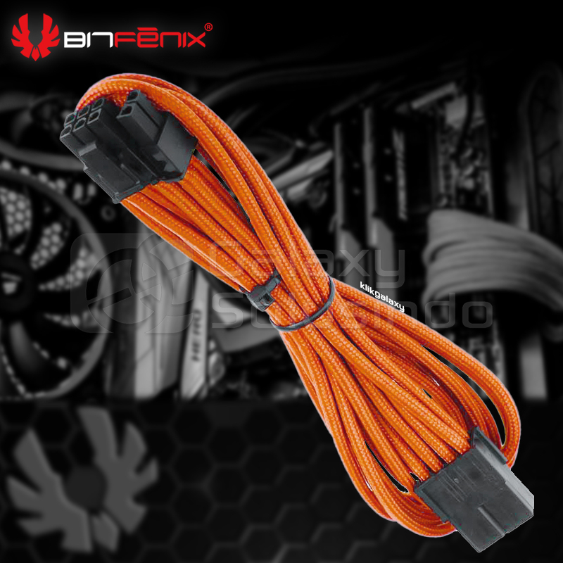Bitfenix Alchemy PCiEx power 6+2 pin Orange - sleeved cable