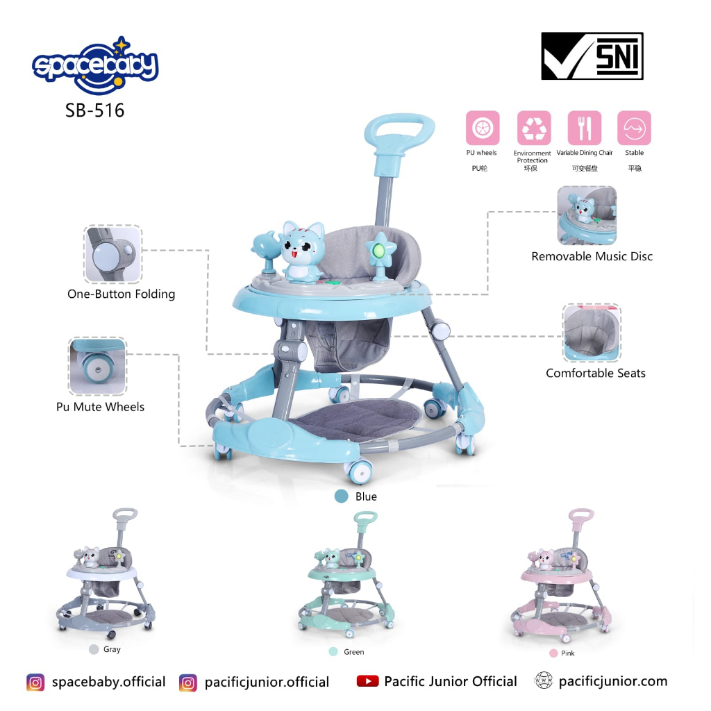 Baby Walker Spacebaby 505 506 507 509 510 511 513 516 Space Baby Alat Belajar Jalan Anak Bayi Balita SB505 SB506 SB507 SB509 SB511 SB513 SB516 Babywalker 139 302 306 309 315 316 510 512 611-3 612-3 613-3 615-3 618-3 705 707 709 801 8106 8109