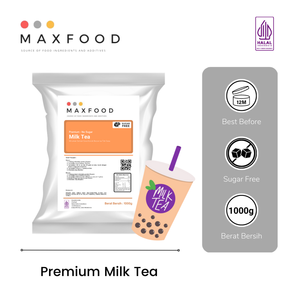 

Premium No Sugar - Milk Tea / Bubuk Minuman Milk Tea Tanpa Gula 1 KG