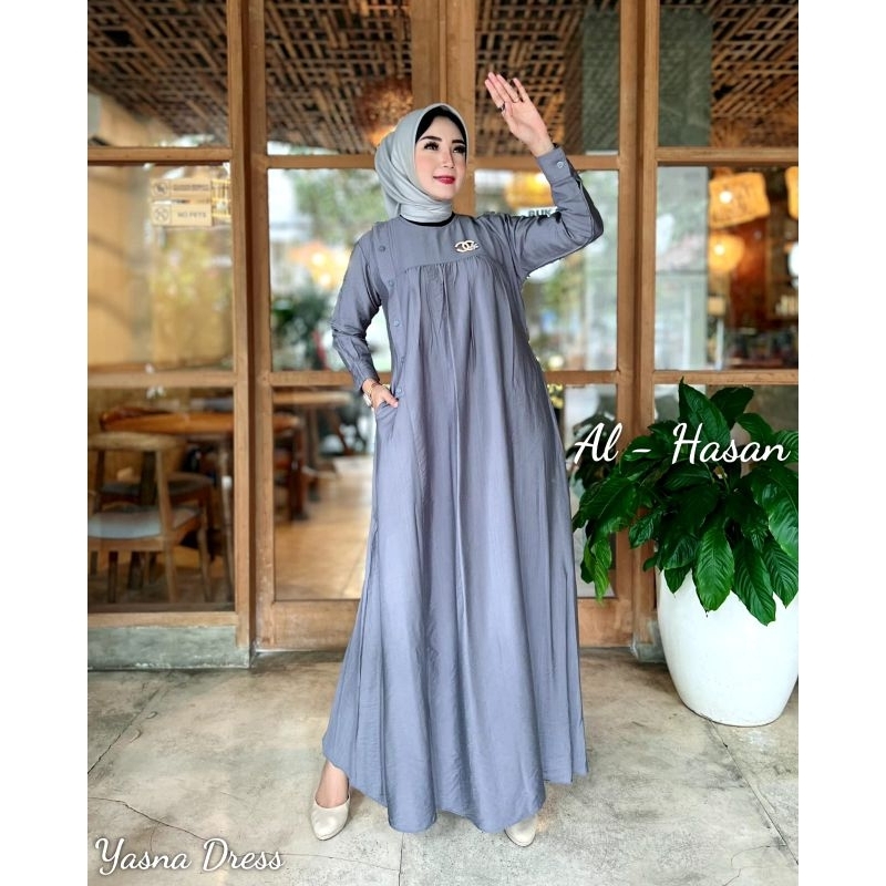 YASNA DRESS by Alhasan / GAMIS POLO LINEN PREMIUM / DRESS LEBARAN VIRAL