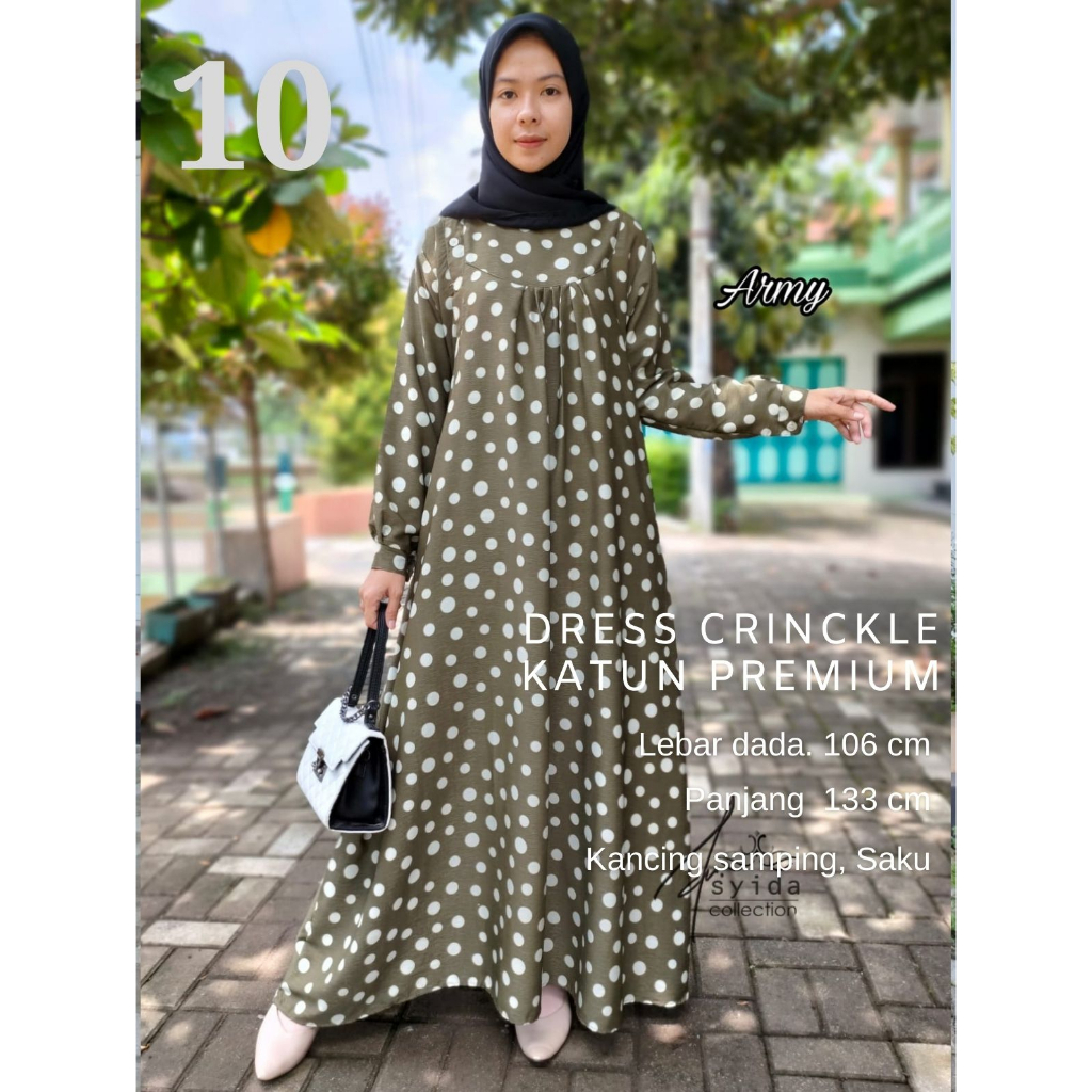 SALE.. Dress Lebaran Termurah Rayon Crinkle Motif Terbaru By Arsyida