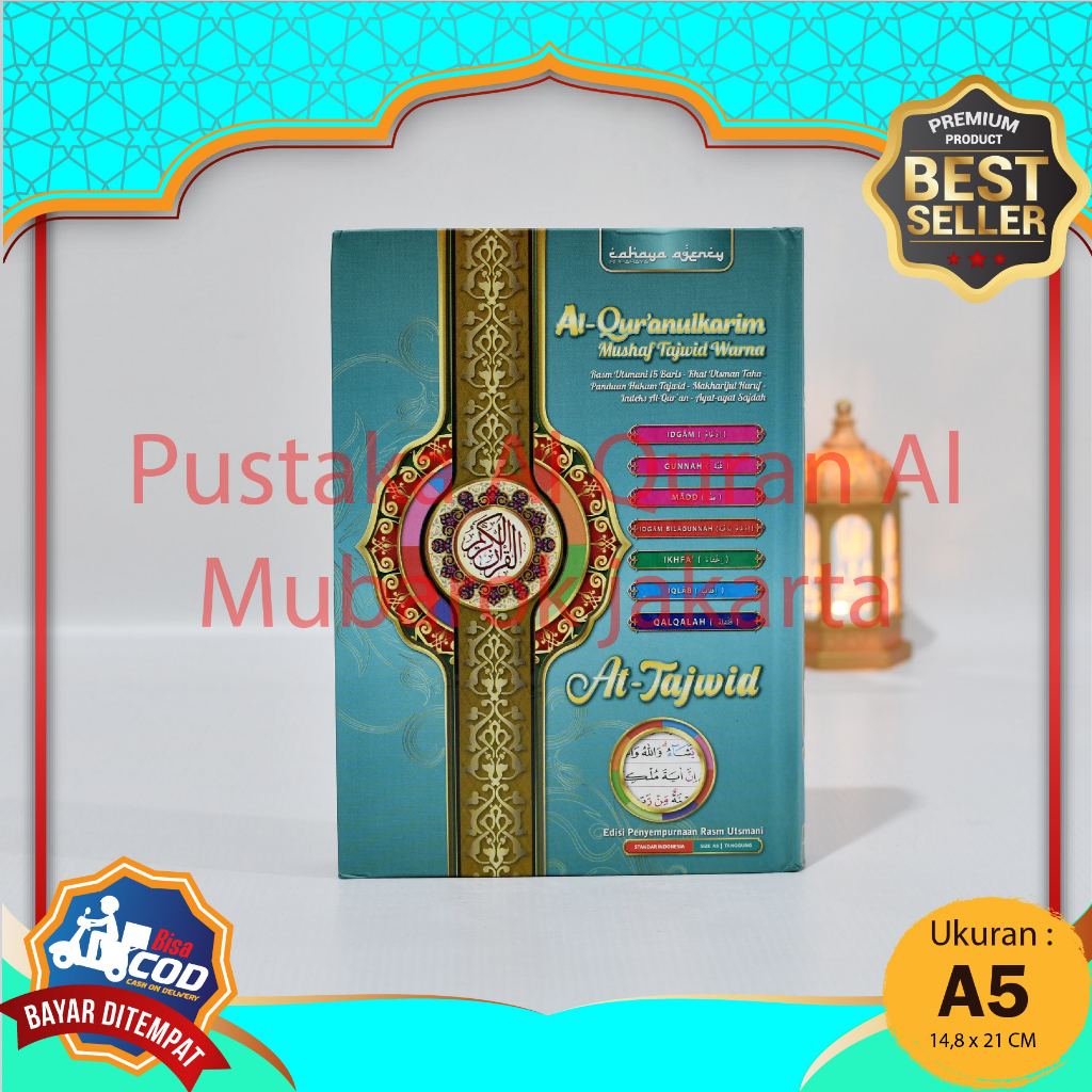 Al Quran At-Tajwid Non Terjemah Tajwid Warna Ukuran Sedang A5 21x15Cm Alquran Rasm Utsmani Ukuran Se
