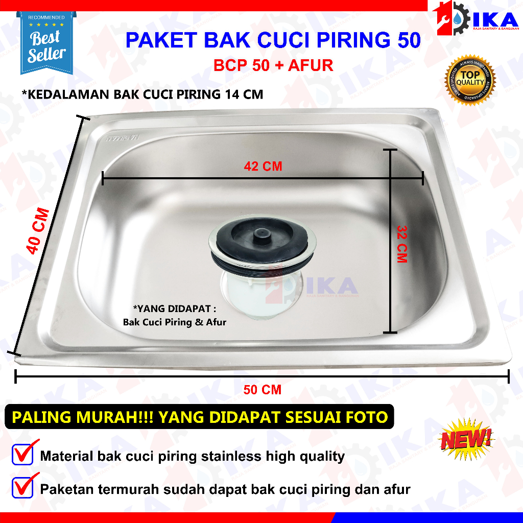 Bak Cuci Piring 50 + Afur / Sink/ Kitchen Set/ Wastafel Cuci Piring 50 X 40