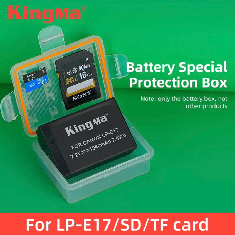 KingMa Kotak Baterai Memory LP-E17 Battery Plastic Case Holder Battery Storage Box for Canon LP-E17 Battery EOS RP M3 M5 M6 760D 750D 800D 850D 77D Protection Case | BMBE17 | SKU 1.034.0099