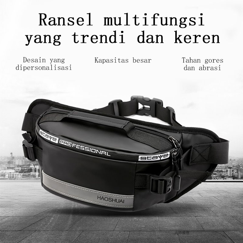 Waist Bag Tas Sling Bag Pria Sederhana Tas Pinggang Serbaguna Tas Crossbody Anti Air