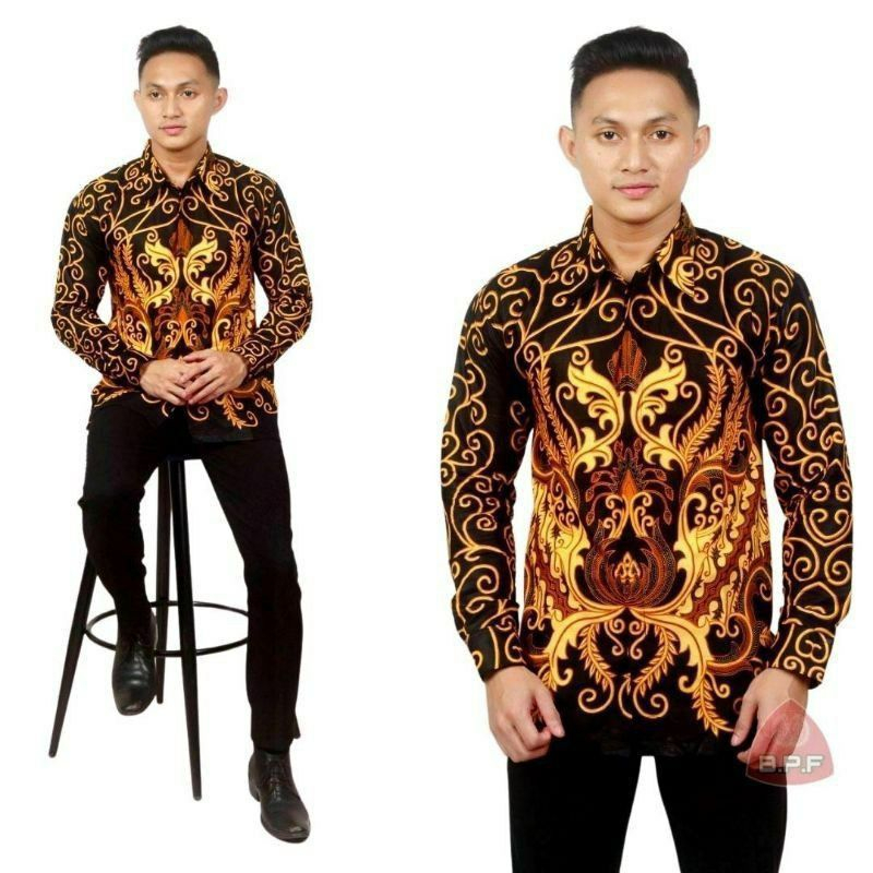 Saroja | Kemeja Batik Pria Mahkota Kuning | Atasan Pria