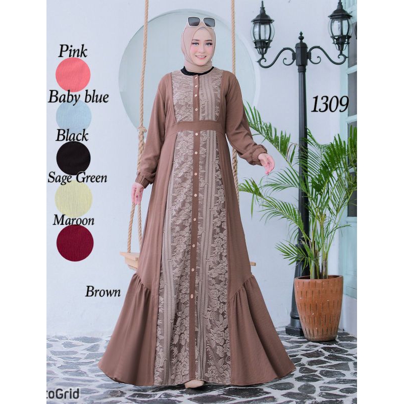 gamis brukat mix cringkle ld 110-120