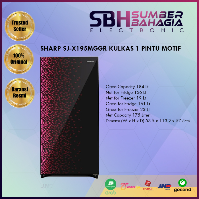 SHARP SJ-X195MGGR KULKAS 1 PINTU MOTIF (NEW)