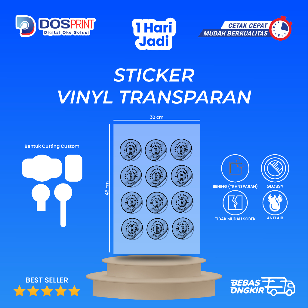 

Sticker Vinyl Transparan | Print Sticker Vinyl A3+ dan Kiss Cut