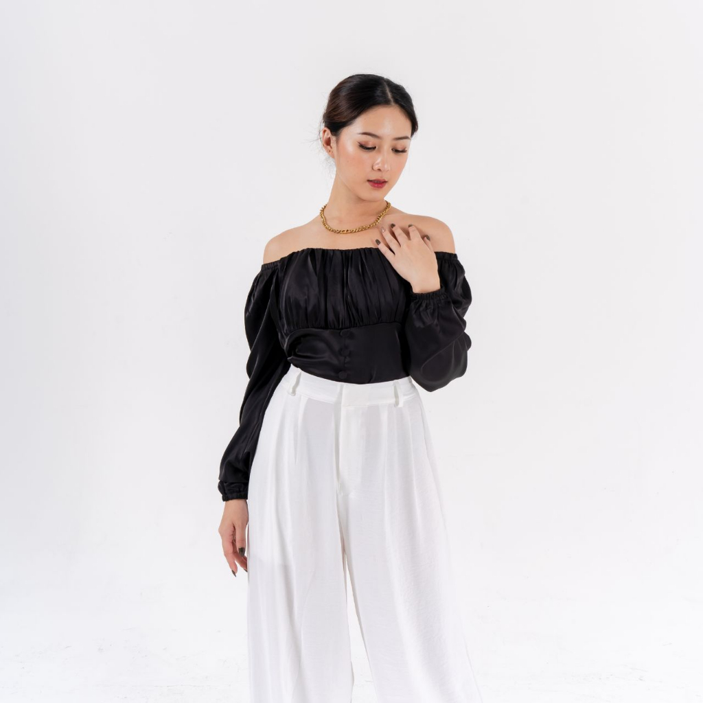 AIJO -  Aurel Sabrina Top Kancing - Atasan Silky Korean Style