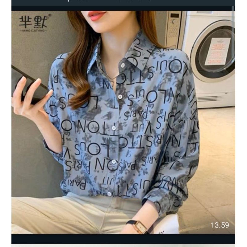 Ld 114 PJ 20 Kemeja Kattun silk cantik Full printing