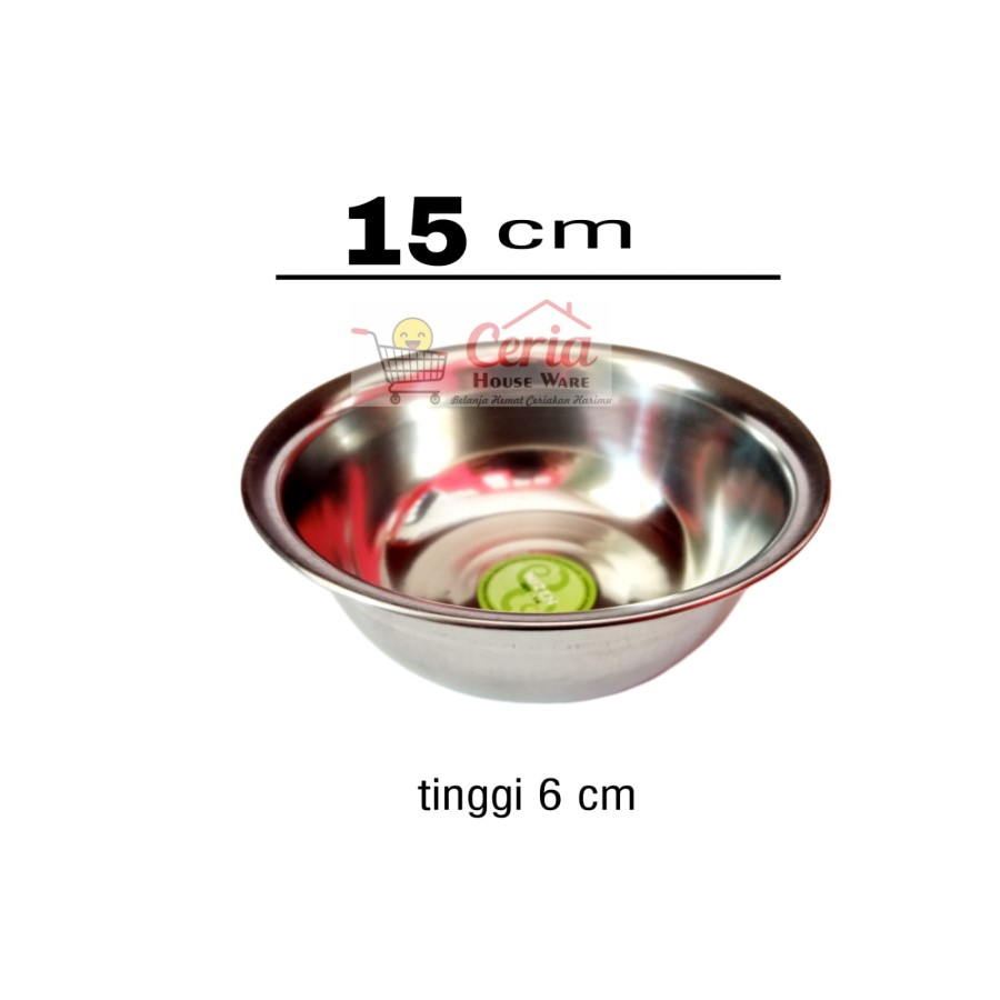 Mangkuk Stainless 15 cm &amp; 13 cm - 15 cm