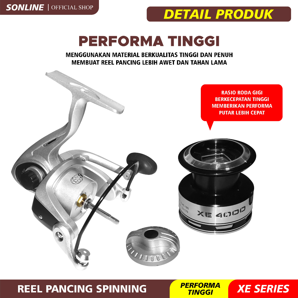 SONLINE- Reel Pancing Reel Pancing XE Series 500-6000 Katrol Kerekan Pancing Fishing Reel Spool Metal Aluminium