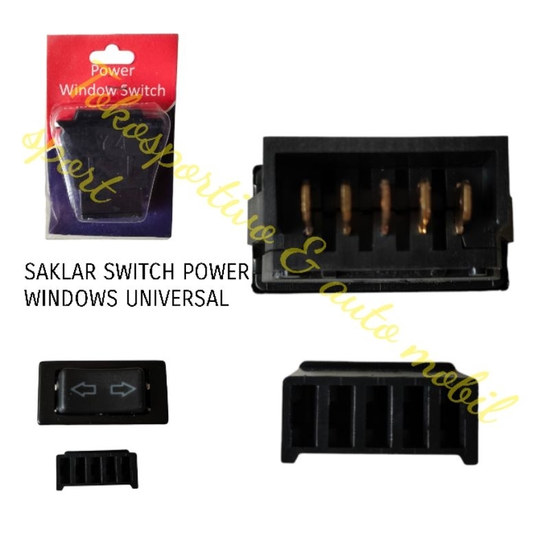SAKLAR SWITCH POWER WINDOWS TOMBOL ON OFF UNIVERSAL MOBIL 5PIN