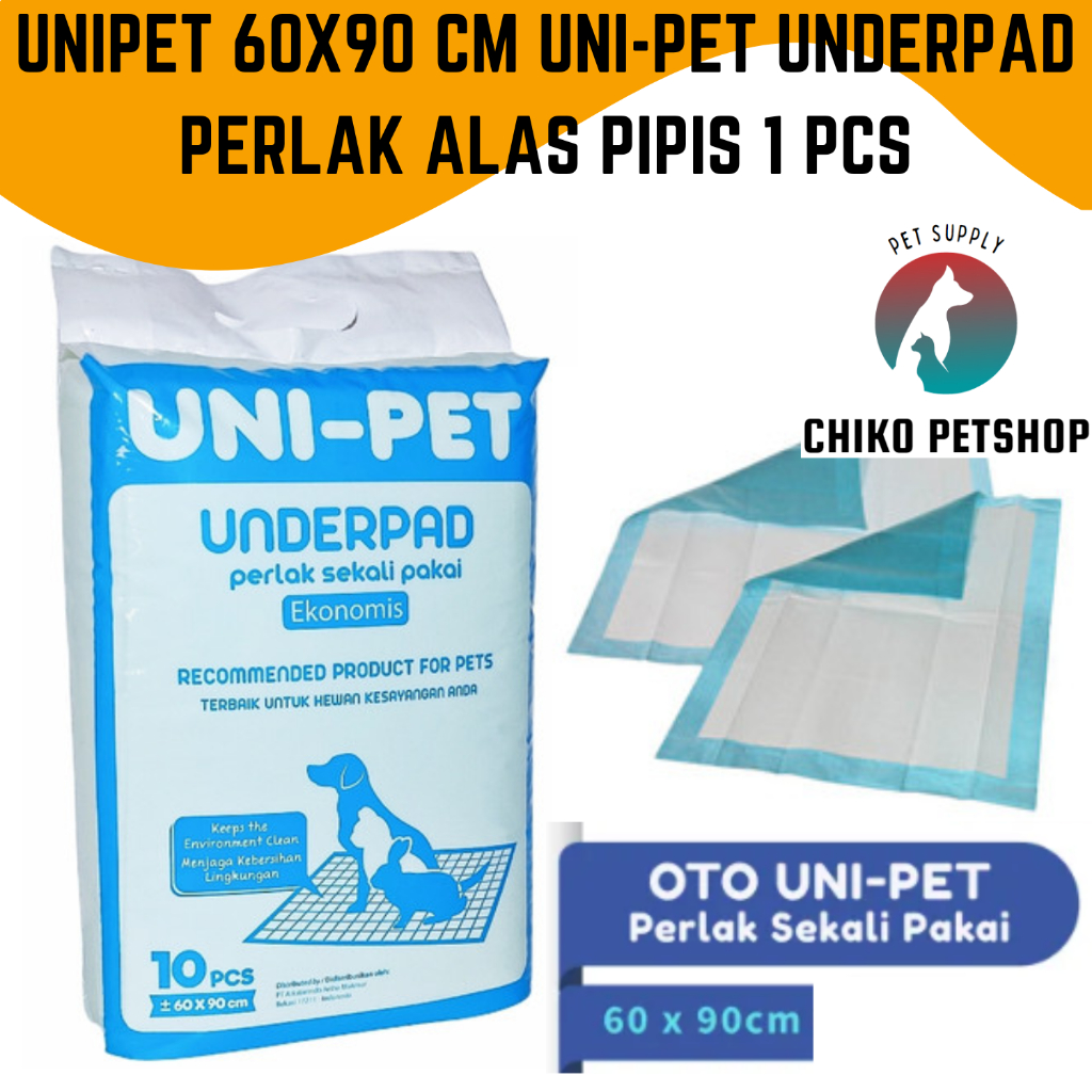 UNIPET 60x90 cm UNI-PET Underpad Perlak Alas Pipis BAB Hewan Anjing Kucing Kelinci Hamster Eceran 1 Lembar