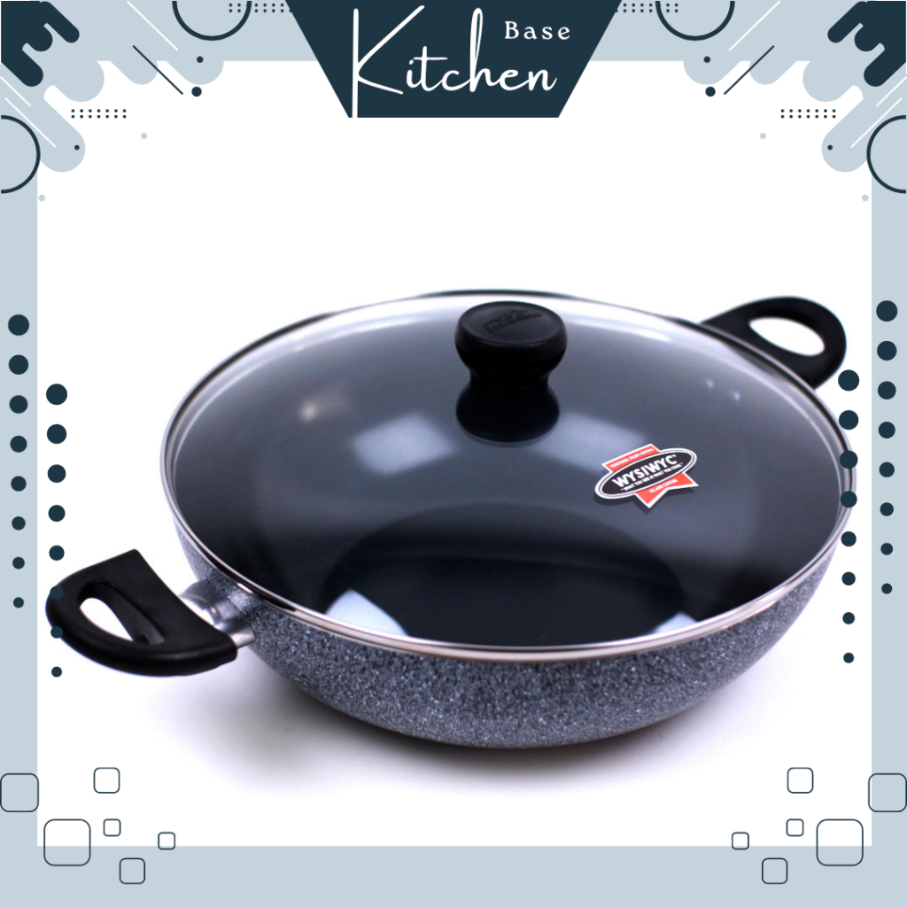 Maxim Neoston Wok 30CM + Tutup Kaca Wajan Anti Gores / Sauce Pan Panci Gagang 18cm - KB
