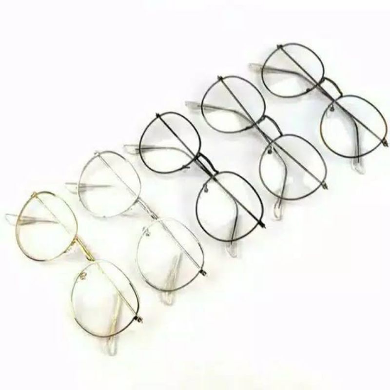 KACAMATA WANITA LENSA OVAL RANGKA TRANSPARAN GAYA RETRO VINTAGE METAL FRAME