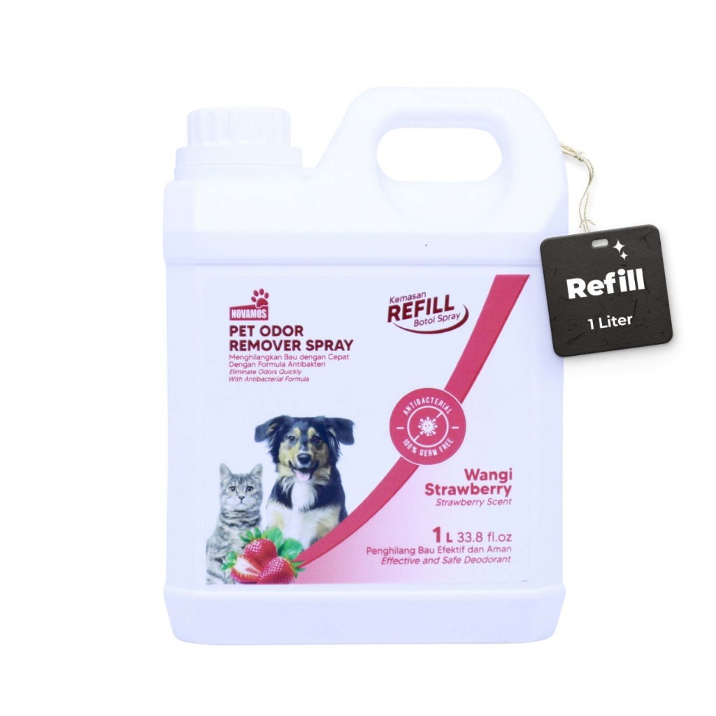 REFILL NOVAMOS Penghilang Bau Kotoran Binatang - Wangi Strawberry 1 L - strawberi