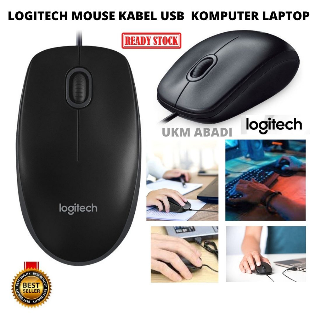 Logitech Wired Optical Mouse Kabel USB Komputer Laptop Kuat Tahan Lama