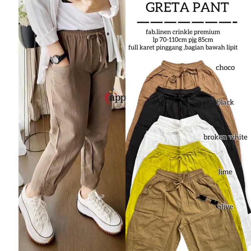 BAGGY PANTS GRETA PANTS 7/9 LINEN KRINKEL PREMIUM