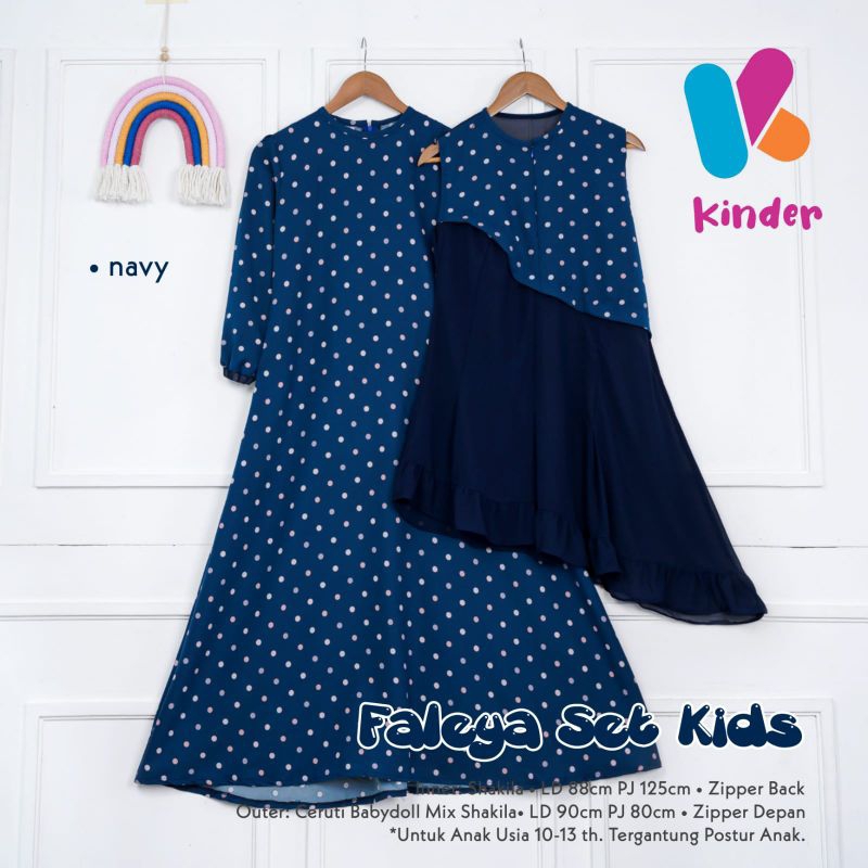 (Ready Stock) Faleya Dress Kids Terbaru Gamis 2 In 1 Gamis Shakilla Polkadot Mix Ceruty Babydol Gami