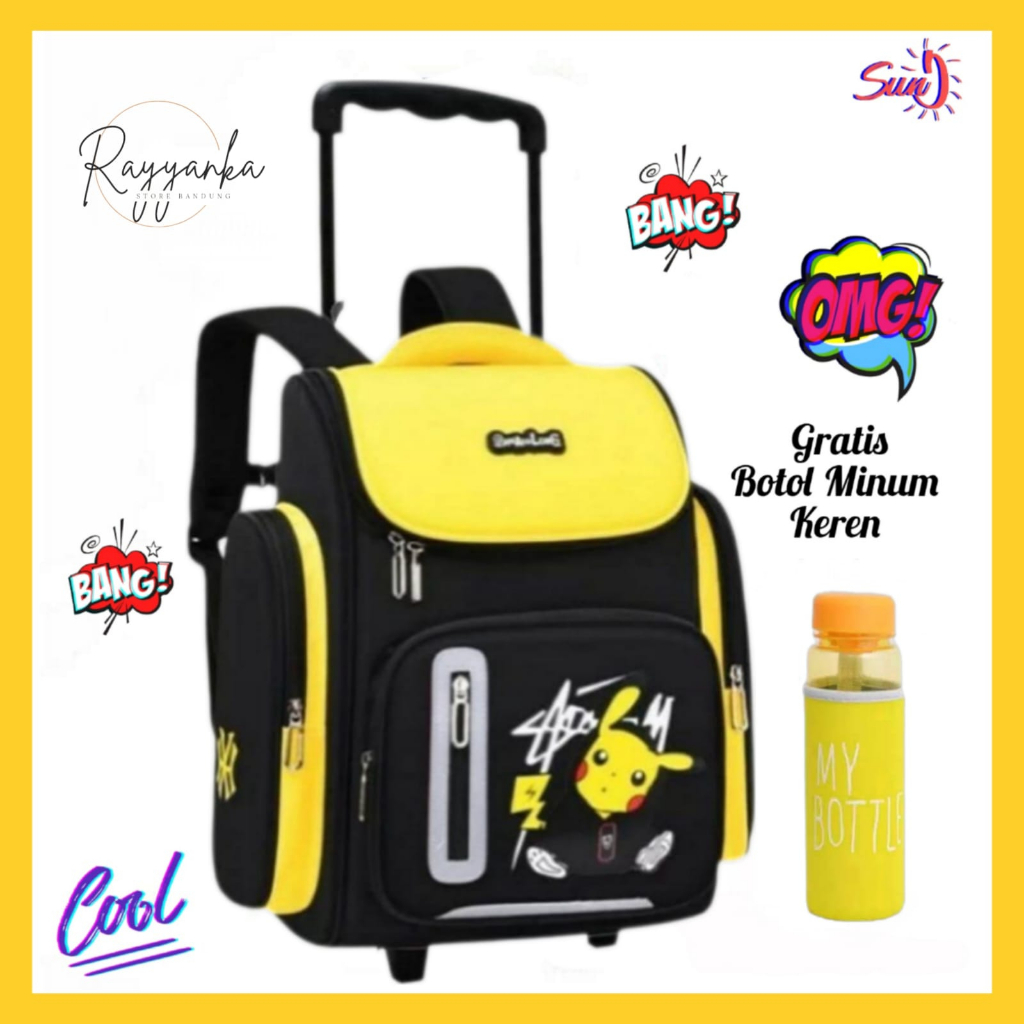 Tas Ransel Troli Anak Model Pik4cuu Light Gratis Botol Minum Untuk Tk Paud Sd