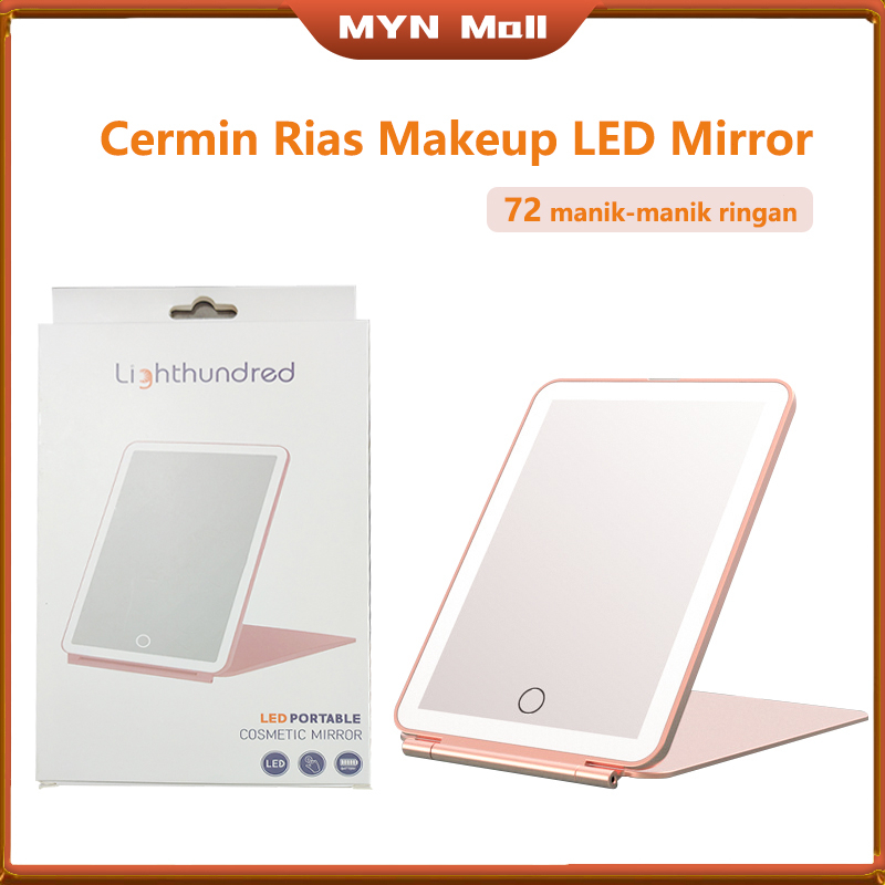 Kaca Make Up/Cermin Rias Makeup LED Mirror kecil lighting / Kaca Cermin Lampu/Cermin LED Rechargeable Tombol Touch Screen / Cermin Makeup LED / Mirror LED Charge USB