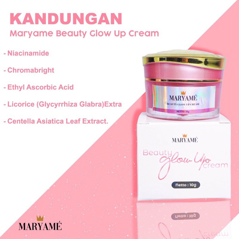 【ORIGINAL】 MARYAME BEAUTY - Glow Up Cream Maryame Beautee Moisturizer Serum Pemutih Pencerah Pelembab Glowing Anti Aging UV Penghilang Flek Hitam Sunscreen Foundation Wajah Ampuh Original Viral BPOM