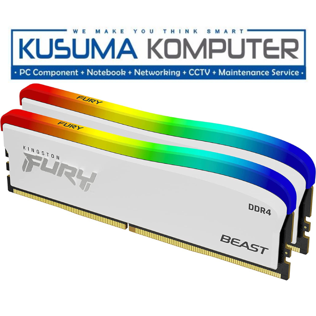 Ram Kingston Fury Beast RGB 16GB White DDR4 3200MHz KF432C16BWAK2/16