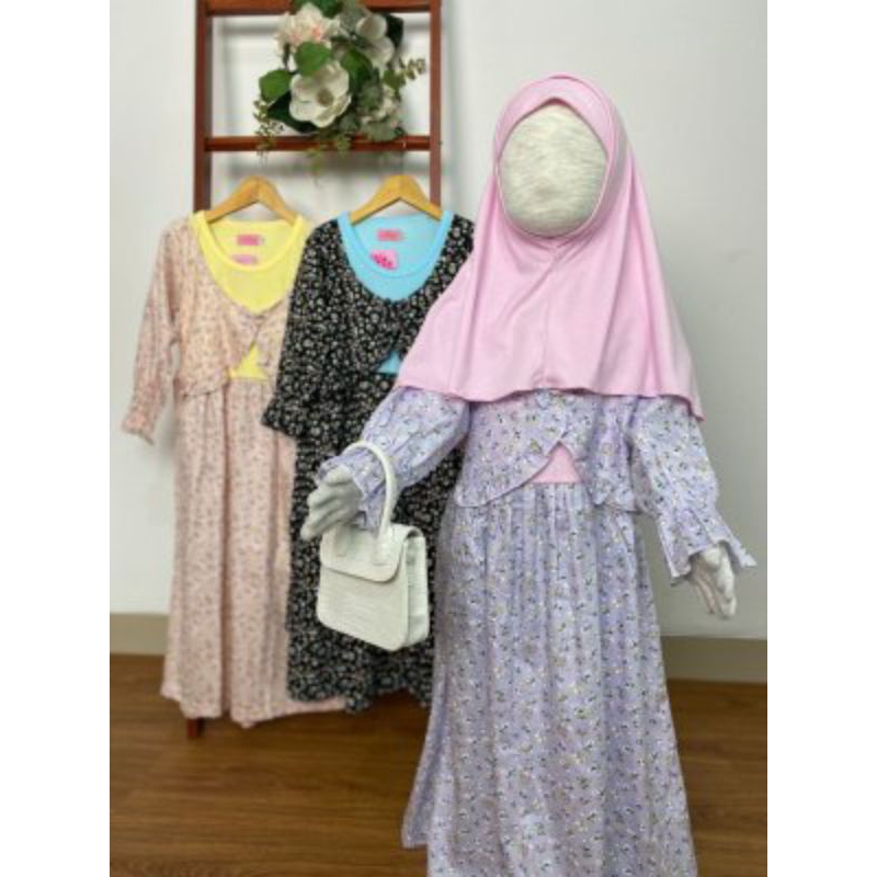 Khansa Dress Set By Ulyakids / Gamis Anak Katun Jepang