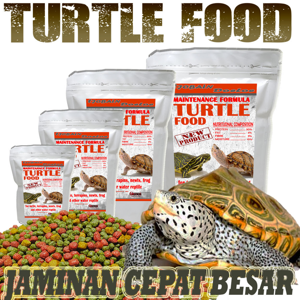 Makanan pakan pelet kura kura air turtle food brazil res pacman murah meriah multi color 125GR REPTI