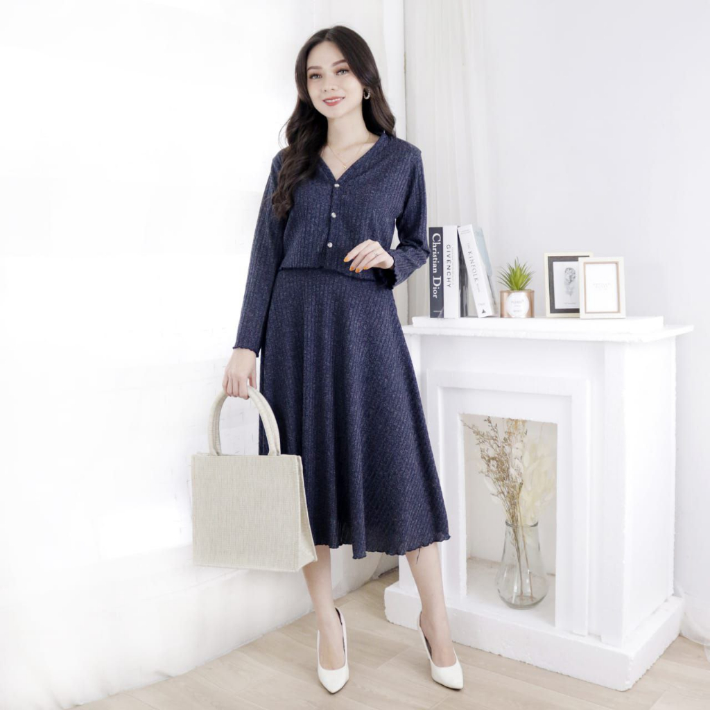 Setelan 1272 Rib Knit Fashion Wanita