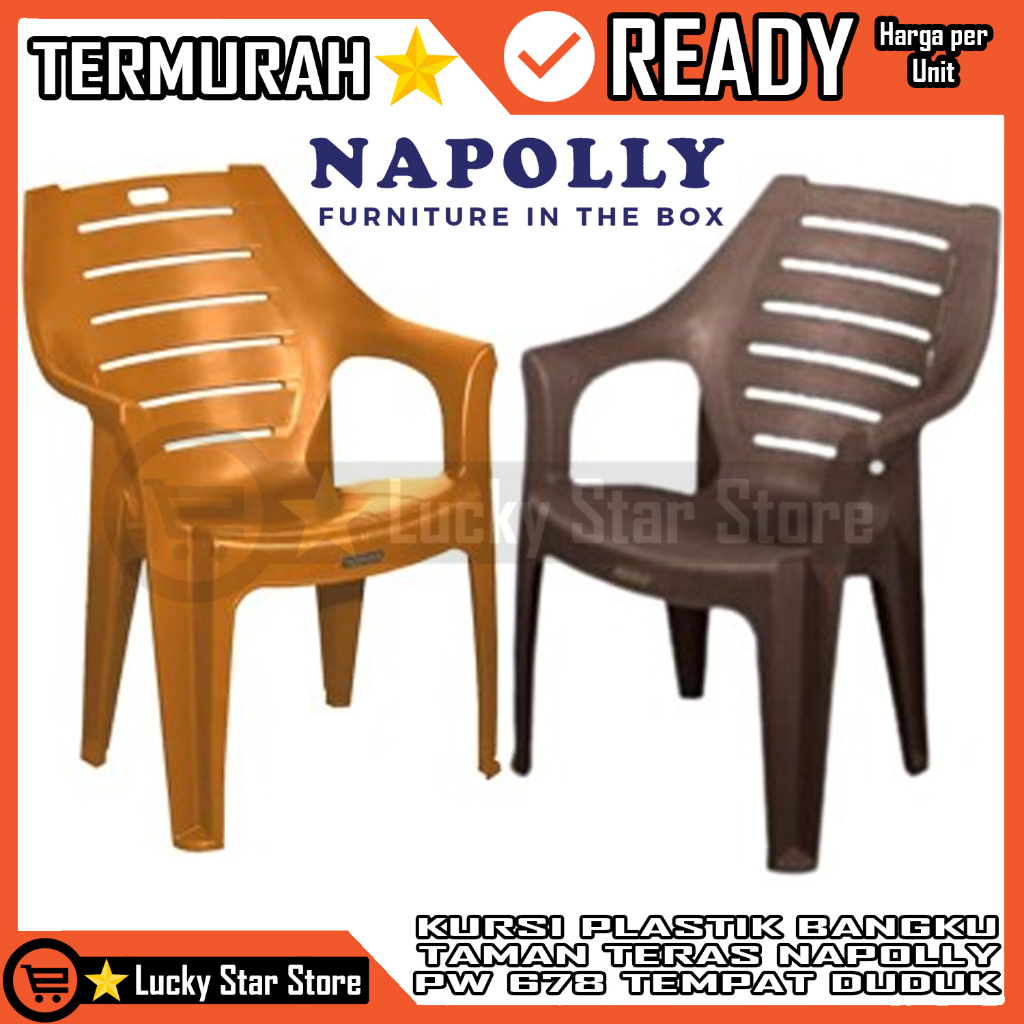 Napolly Kursi Plastik Pw 678 Pw678 Sender Tangan Taman Teras Tamu Sandaran Santai Napoly Napoli Pela