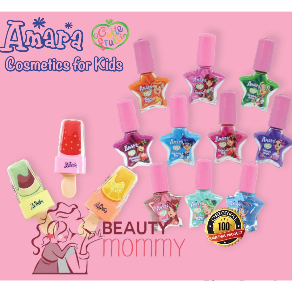 Amara nail polis kutex anak lip cream lipstick makeup anak aman BPOM kutek