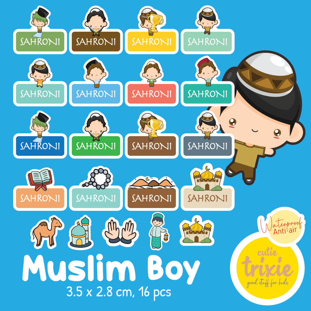 

STICKER LABEL NAMA ANAK WATERPROOF MUSLIM BOY / GIRL compact