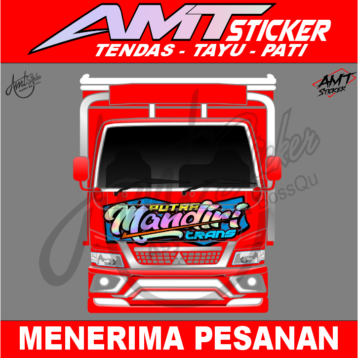 Stiker Kabin Depan Truk Canter - Sticker Tulisan Hologram - Bisa Custom/Request