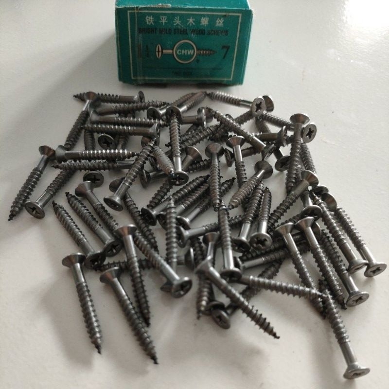 1 Kotak Skrup kayu 1 1/4 inch 3 cm skrup engsel skrup kunci pintu paku baut 1 1/4" sekrup kayu serba