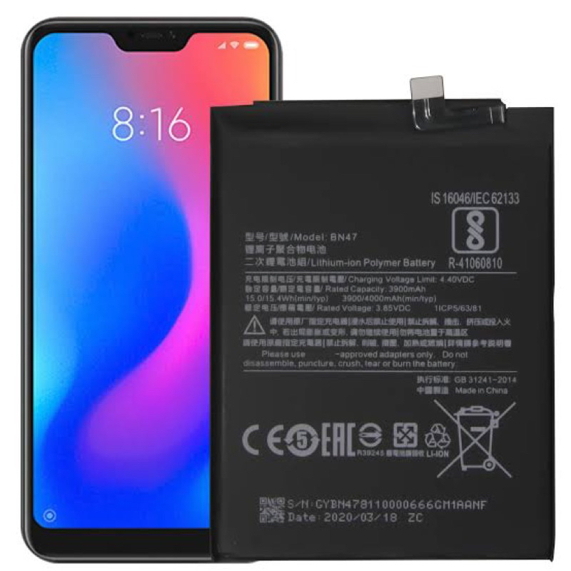 BATERAI XIAOMI REDMI 6 PRO / MI A2 LITE BN47 ORIGINAL IMPORT