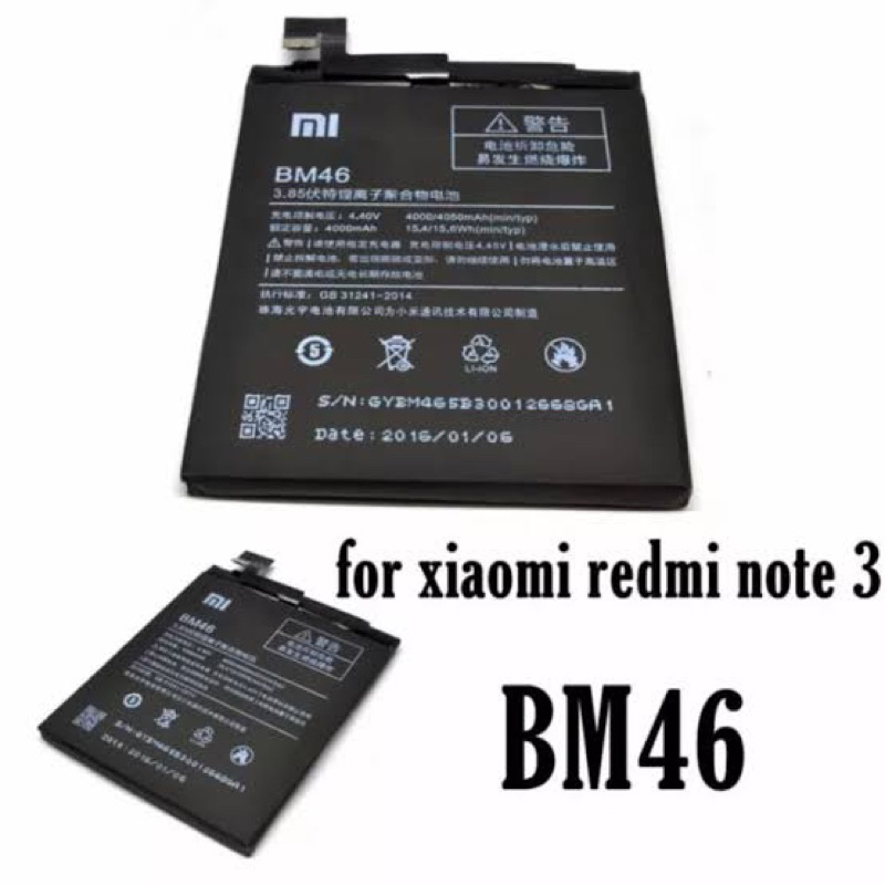 BATERAI XIAOMI REDMI NOTE 3 / NOTE 3 PRO BM46 ORIGINAL IMPORT