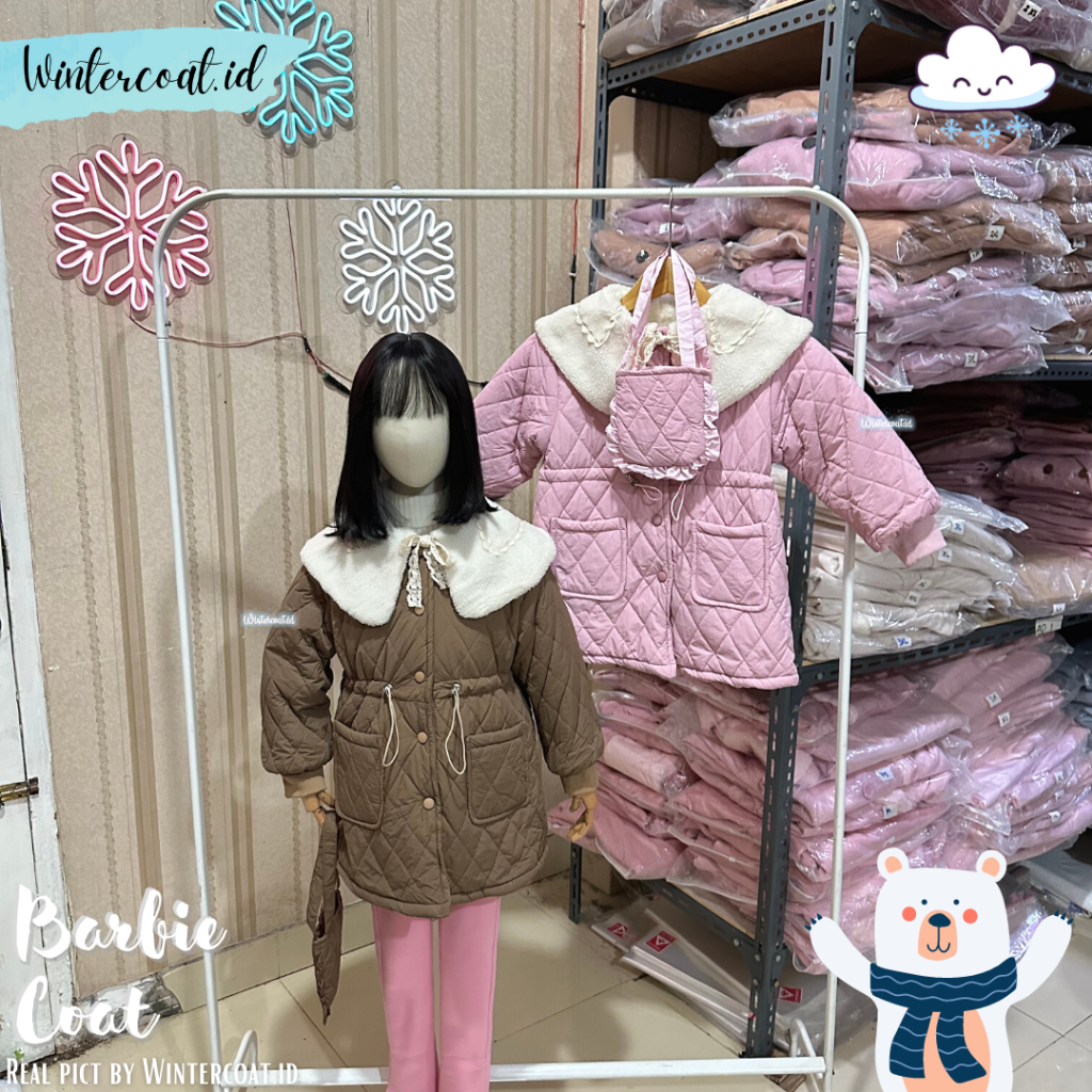 Girl coat import Barbie kids jacket winter hangat musim dingin jaket anak inner bulu thermal cewek perempuan korean style kawai kawaii