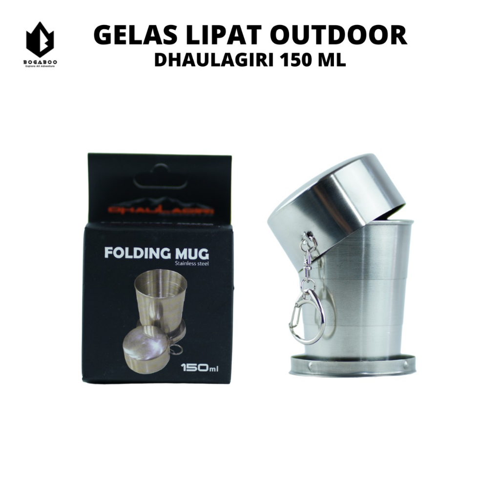 Folding mug stainless dhaulagiri - folding mug 3 layer - gelas lipet 150 ML -