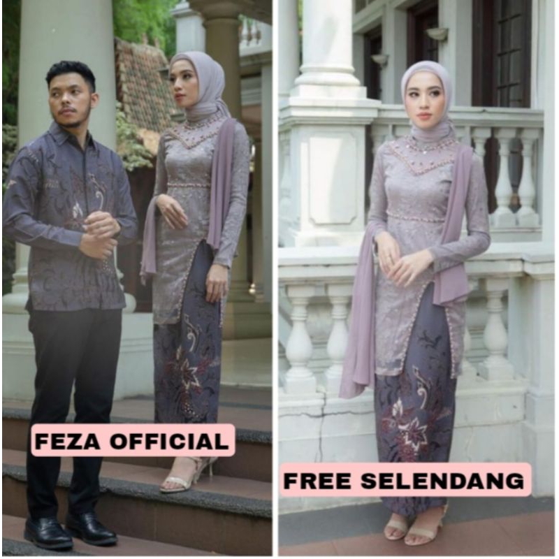 (ADA JUMBO) Couple Kebaya HANA Kebaya Modern Baju Wisuda Tunangan Lamaran Terbaru Bajunya Batik Brukat Couple Kondangan Terbaru 2023