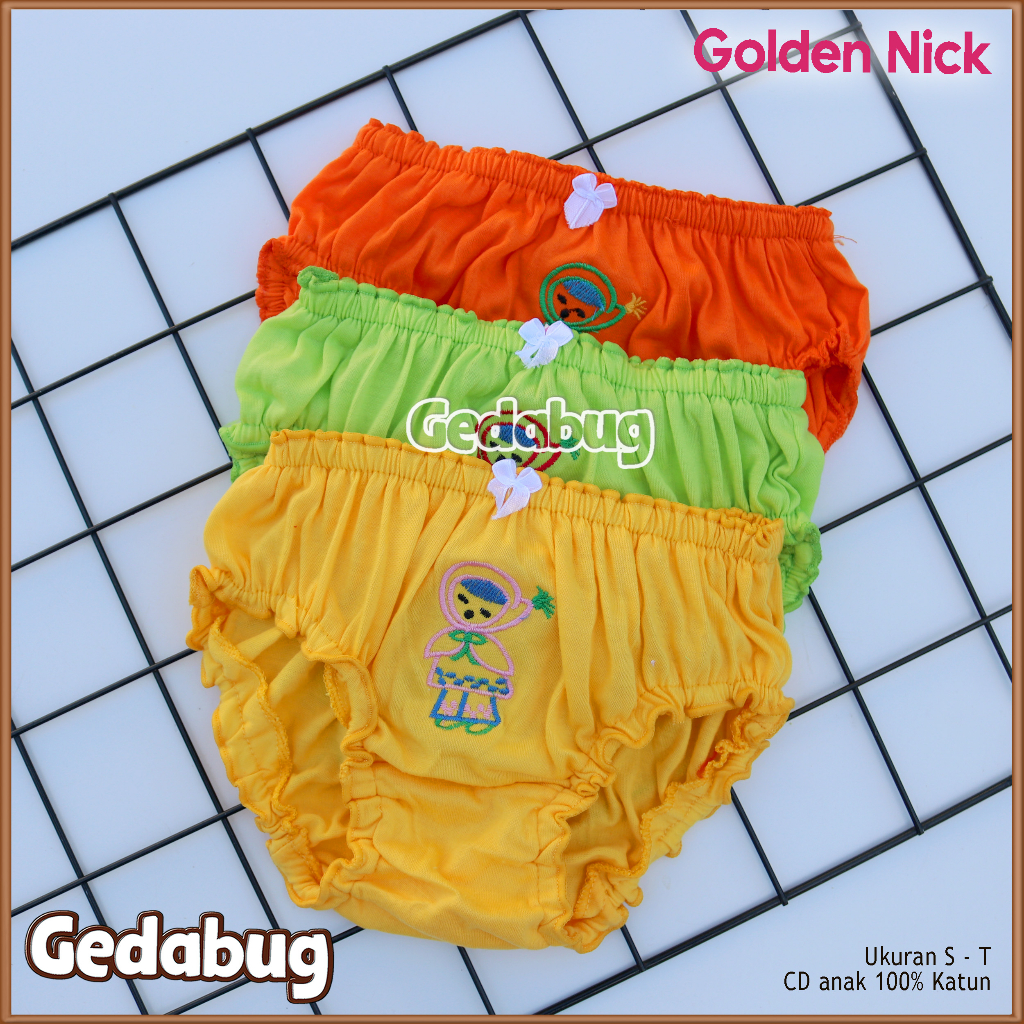 Celana dalam Anak Lucu Golden Nick Keriting Warna | CD Anak katun kombinasi | Size S - T