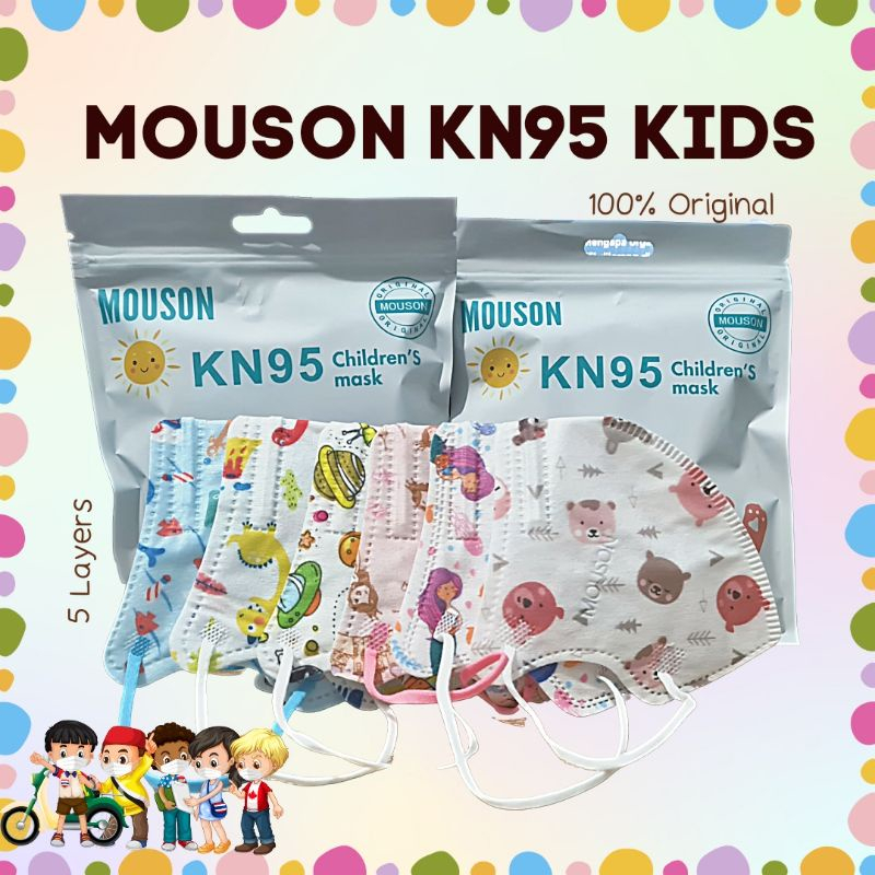 Masker Kn95 Kids Anak Mouson 5 Ply Sudah Mix Motif Per pack
