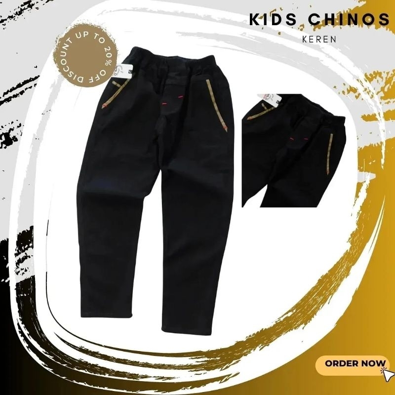 Celana Chinos Anak Laki Laki Panjang Premium Bahan Strech Melar Regular Slim Usia 8 9 10 11 12 13 Tahun