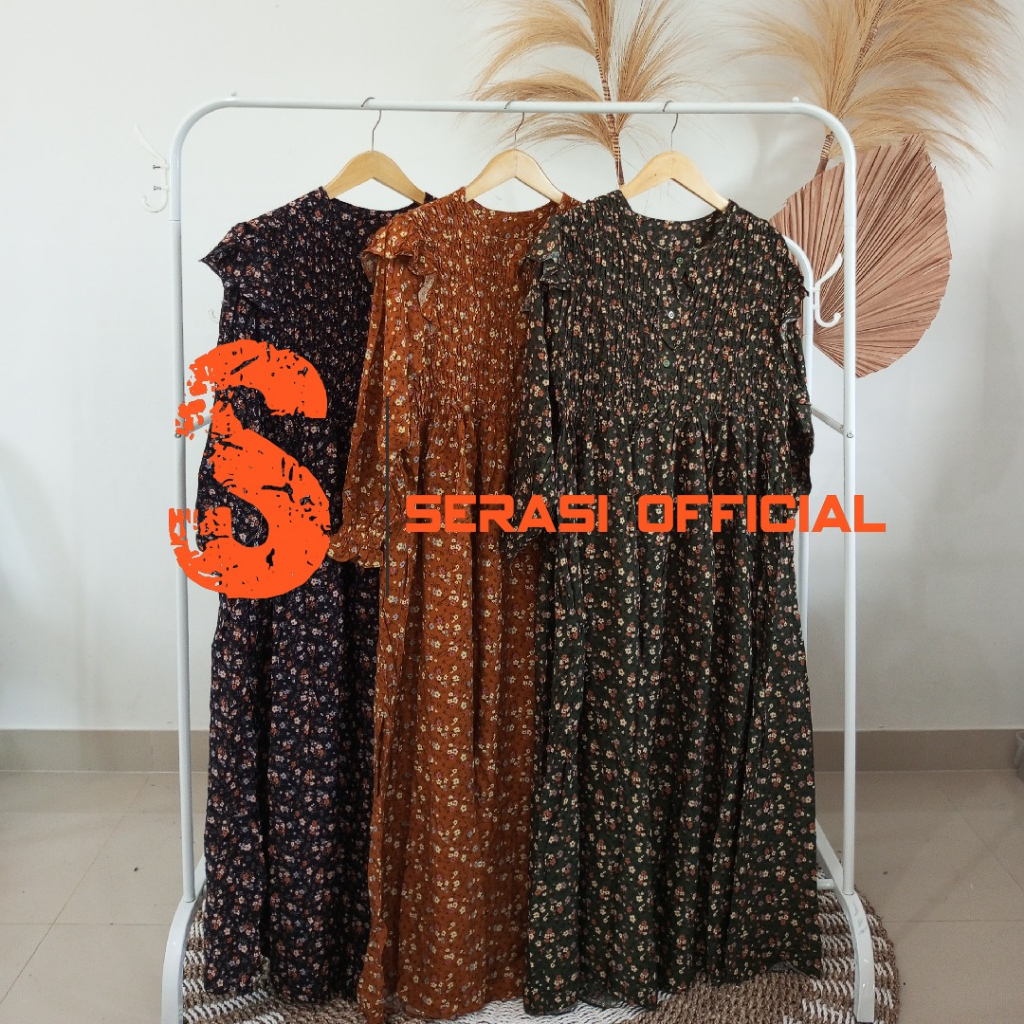 DRESS GAMIS MOTIF  BUNGA KECIL PREMIUM